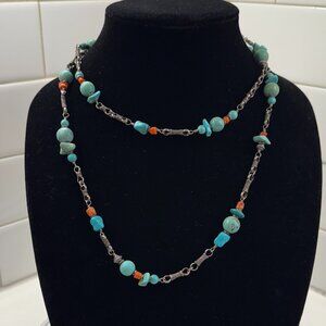 Vintage Sterling Silver and Semi-Precious Stone Necklace